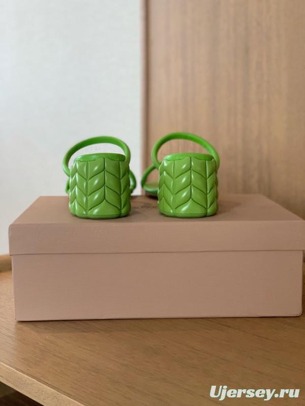 2025 Women Gianvito Rossi Green Leather Slippers