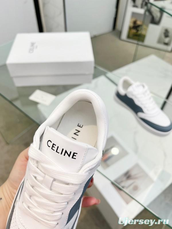 2025 Unisex CELINE White Grey Leather Sneakers