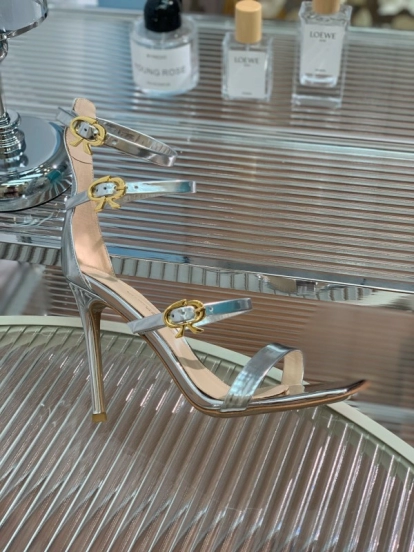 2025 Women Gianvito Rossi Silver Leather Sandals