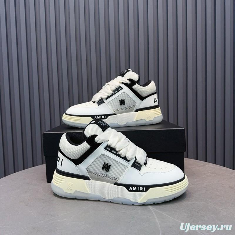 2024 Unisex Amiri White Black Leather Sneakers MJ00360