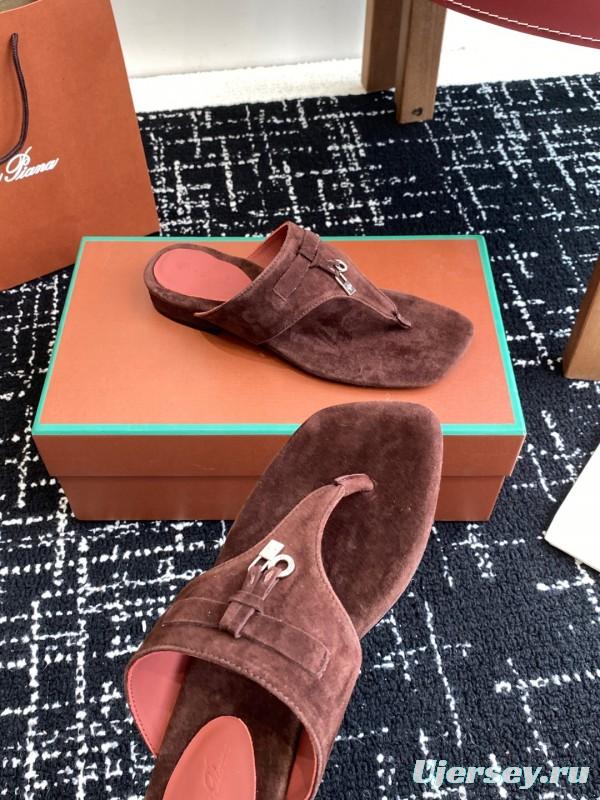 2025 Women Le Parmentier Brown Suede Slippers KFY00280