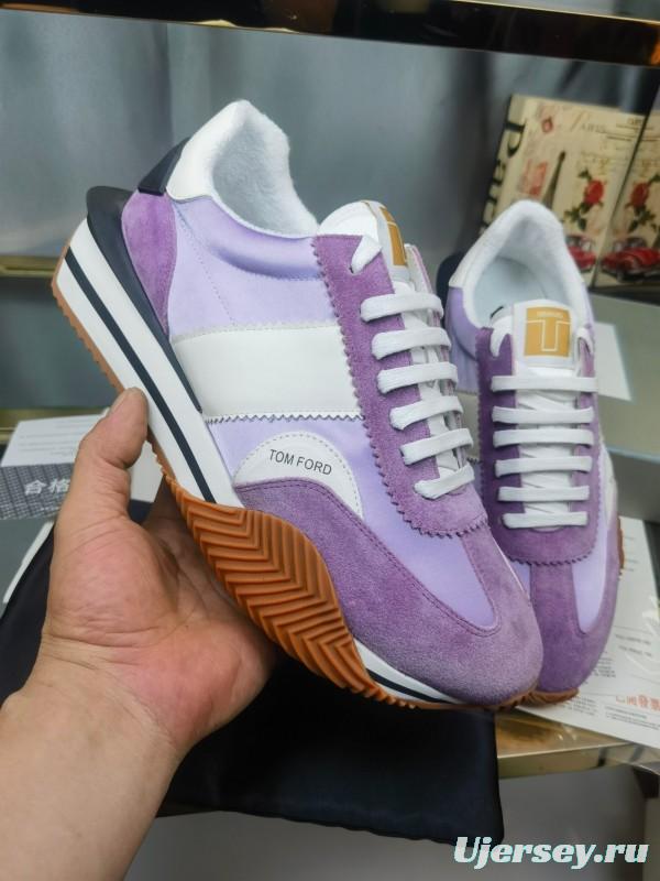2025 Unisex TOM FORD Purple White Suede Leather Sneakers LY00360(F)/LY00370(M)