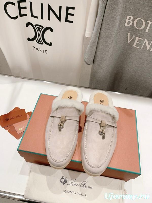 2024 Slippers LP Beige Suede Fur Loafer