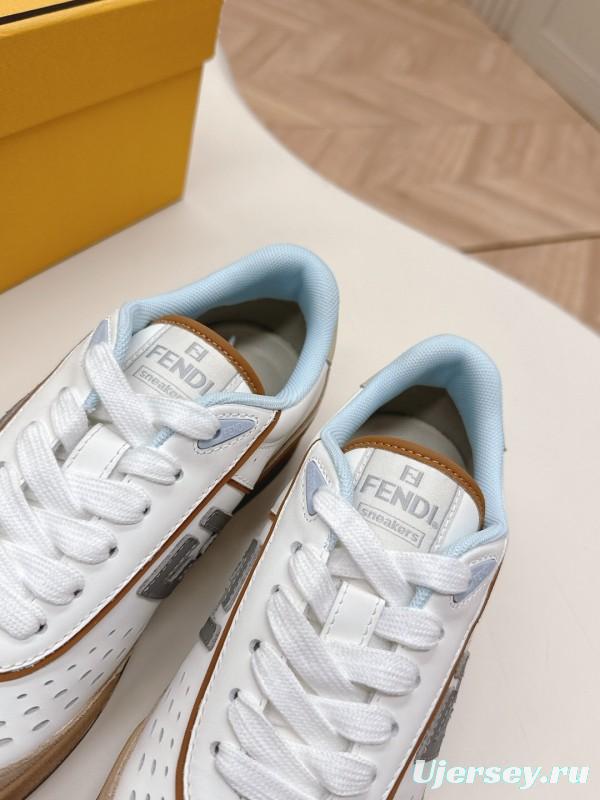2025 Women Fendi White Beige Suede Leather Sneakers LY00350(F)