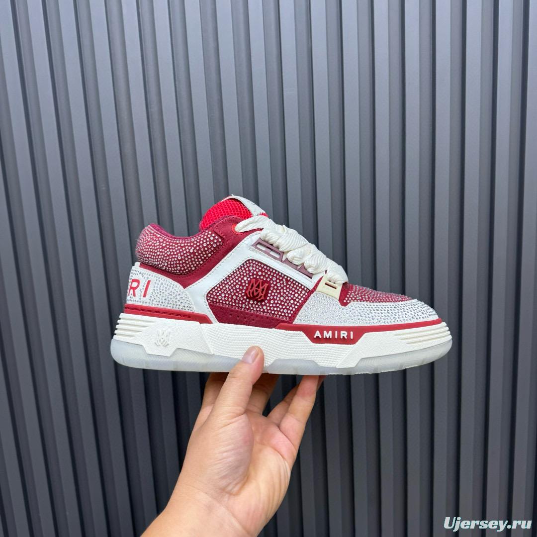 2024 Unisex Amiri Red White Leather Mesh Sneakers MJ00410