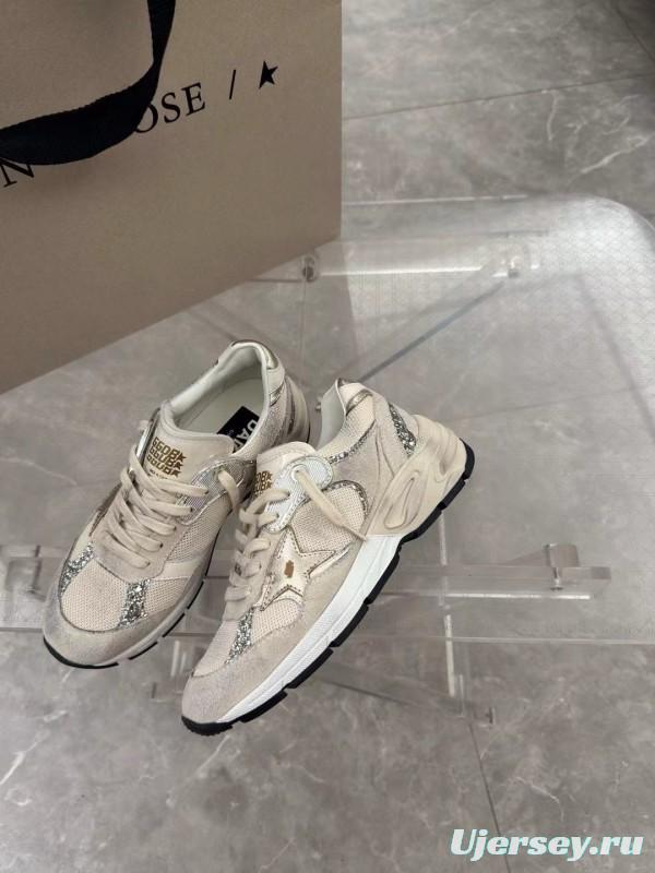 2024 Women GGDB Beige White Suede Mesh Sneakers