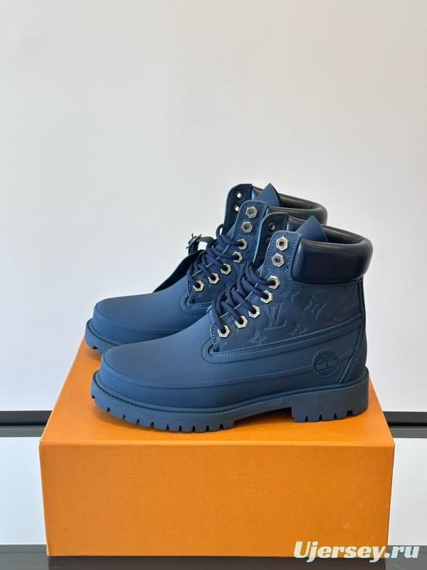2024 Men Louis Vuitton Blue Leather Ankle Boots MJ00390
