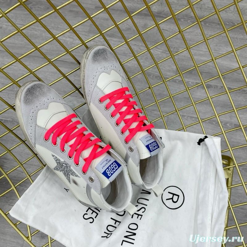 2024 Unisex GGDB White Silver Glitter Leather High Top Sneakers MJ00300