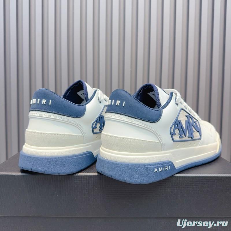 2025 Unisex Amiri White Blue Leather Sneakers MJ00360