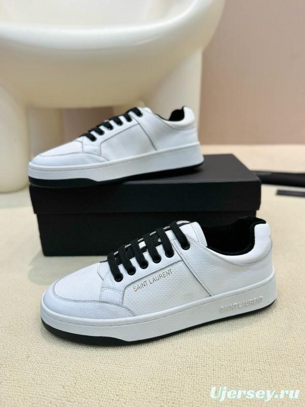 2024 Unisex Yves Saint Laurent White Black Leather Casual Shoes SL61 MJ00350