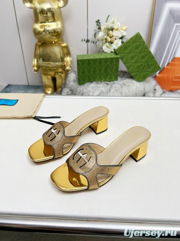 2025 Gucci Gold Leather Slippers