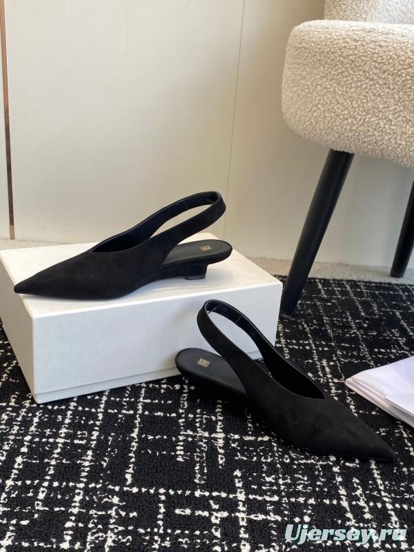 2025 Women Toteme Black Suede Slingback Pumps