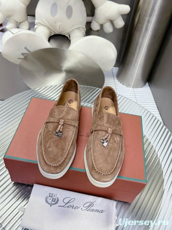 2024 Men Loro Piana Brown Suede Loafers MJ00270