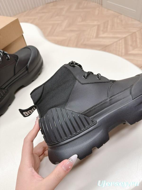 2024 Women UGG Black Suede Snow Boots High Top Lace-Up MJ00320