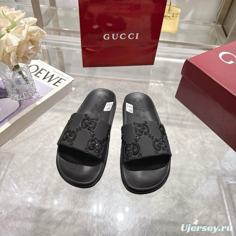 2025 Gucci Black Rubber Slippers