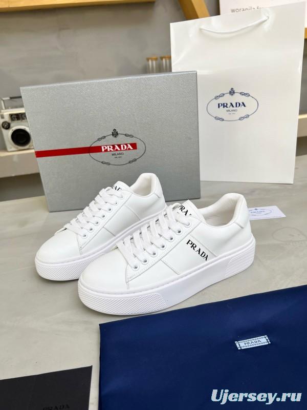 2024 Unisex Prada White Leather Sneakers MJ00310