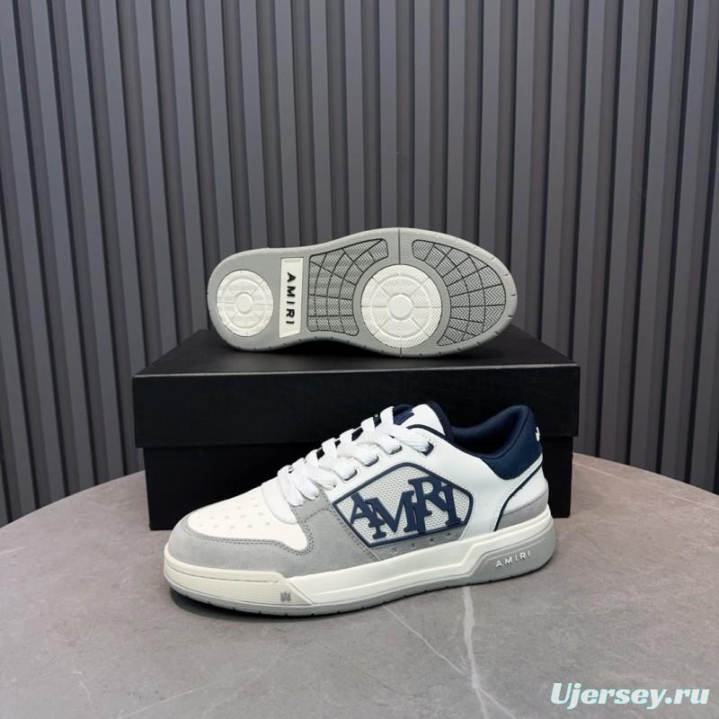 2025 Unisex Amiri White Grey Blue Leather Suede Sneakers MJ00360