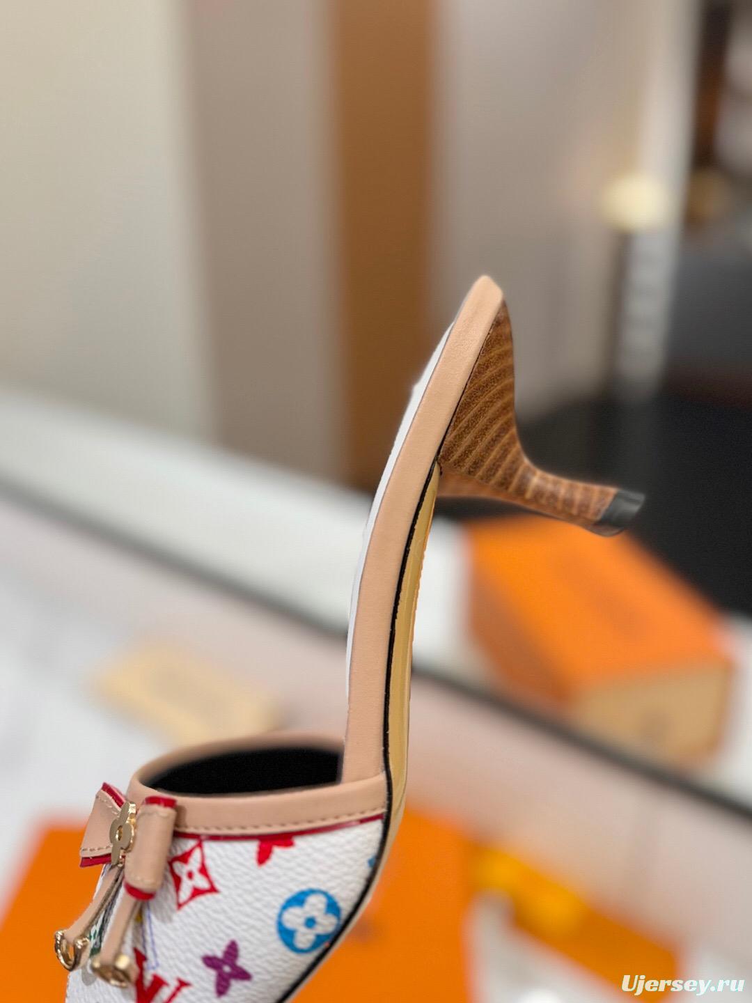 2025 Women Louis Vuitton White Multicolor Leather Sandals