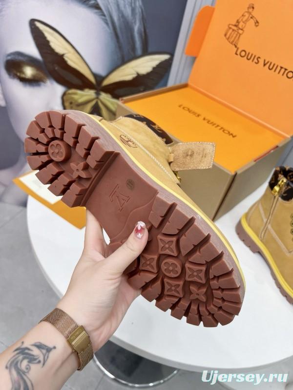 2024 Unisex Louis Vuitton Brown Waterproof Leather Ankle Boots Monogram MJ00450