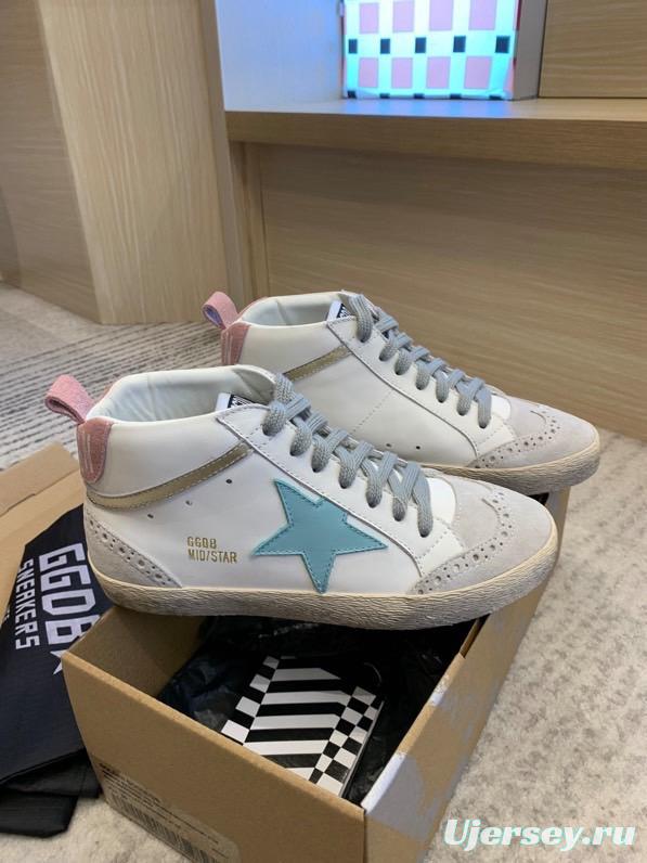 2024 Unisex GGDB White Blue Suede Leather High Top Sneakers MJ00300