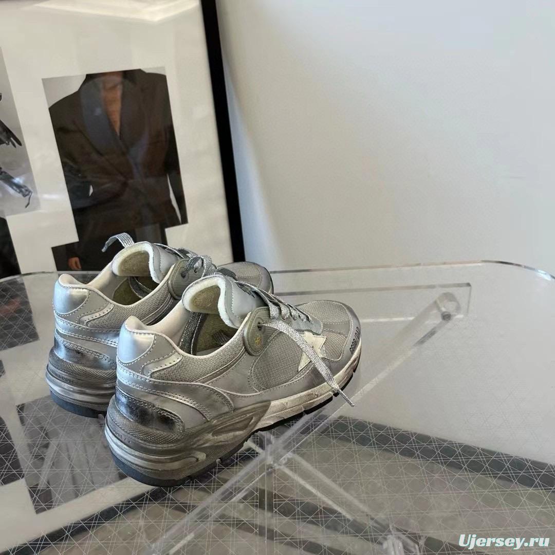 2024 Unisex GGDB Silver Mesh Leather Sneakers