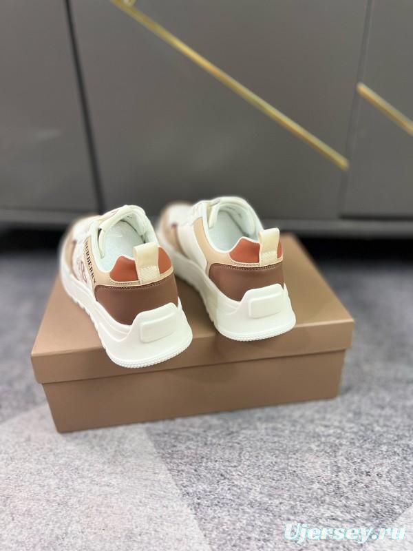 2024 Women Burberry White Beige Leather Sneakers MJ00251
