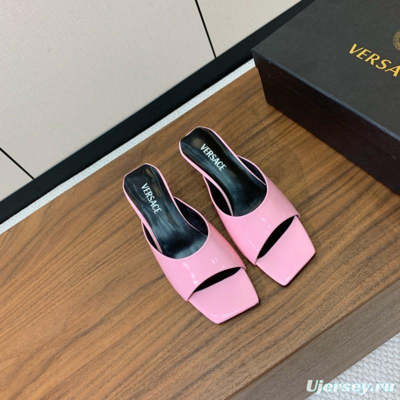 2025 Slippers VERSACE Pink Patent Leather Slippers