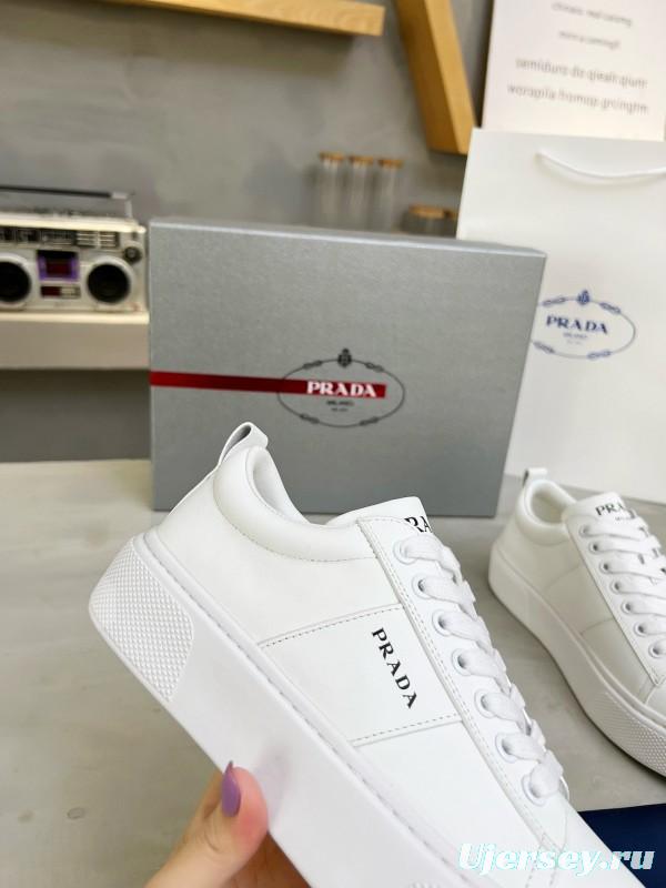 2024 Unisex Prada White Leather Sneakers MJ00310