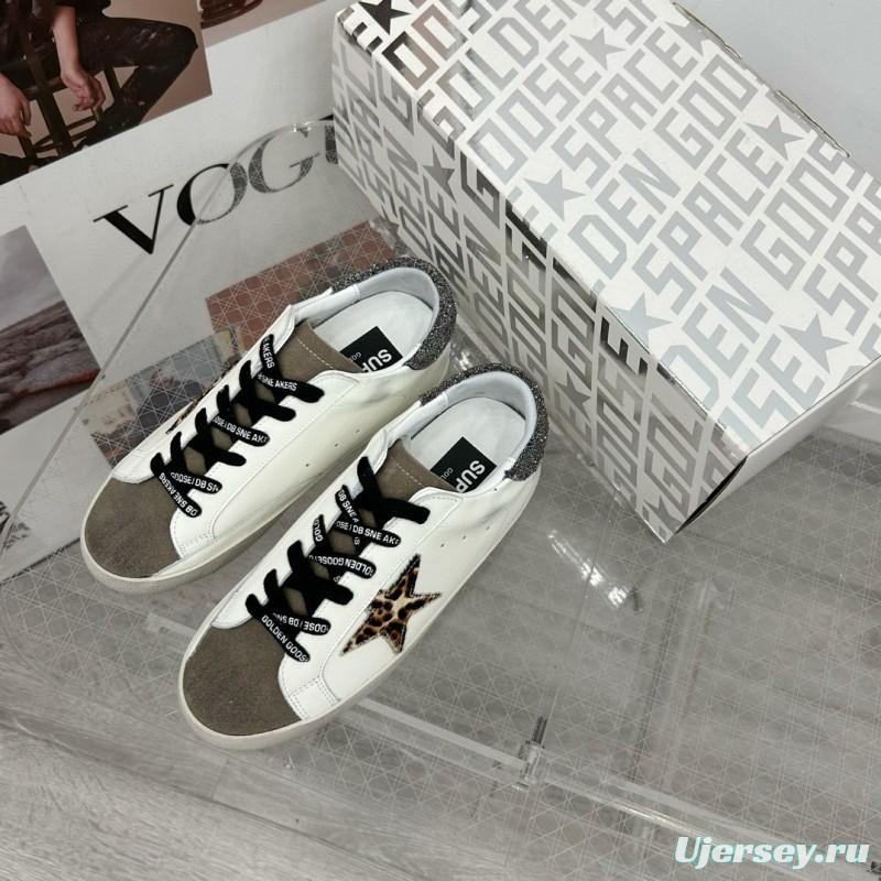 2025 Women GGDB White Leopard Suede Leather Sneakers