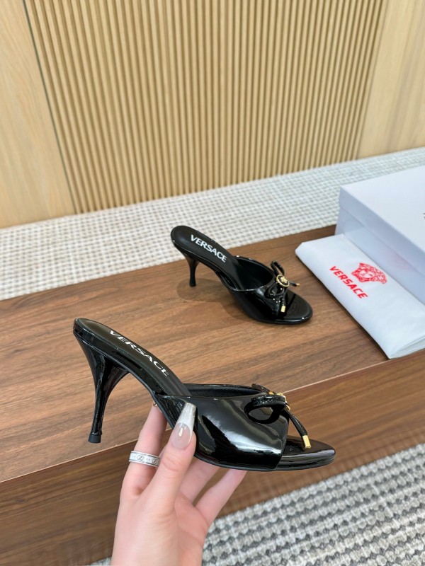 2025 Women VERSACE Black Leather High Heel LY00210