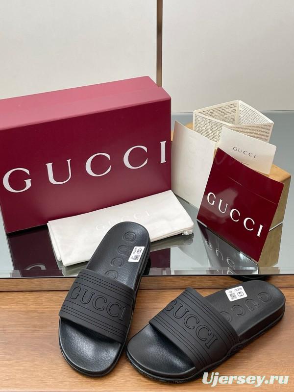 2025 Slippers Gucci Black Rubber Slippers LY00175