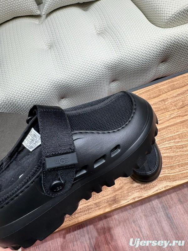 2025 Unisex UGG Black Textile Rubber Slippers Strap KFY00220(F)/KFY00230(M)