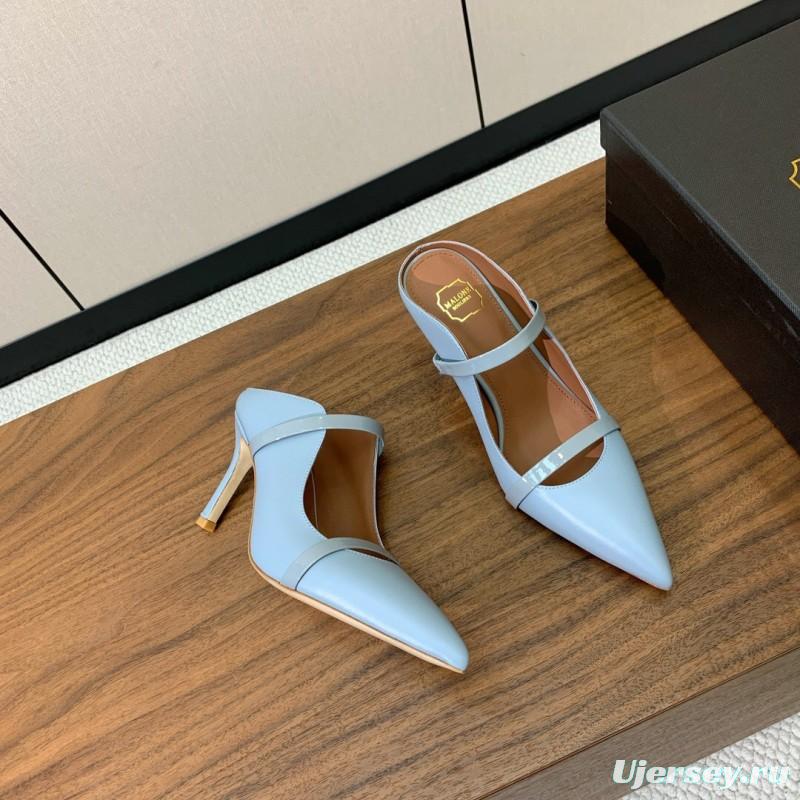 2025 Women Malone Souliers Blue Leather Heeled Mules