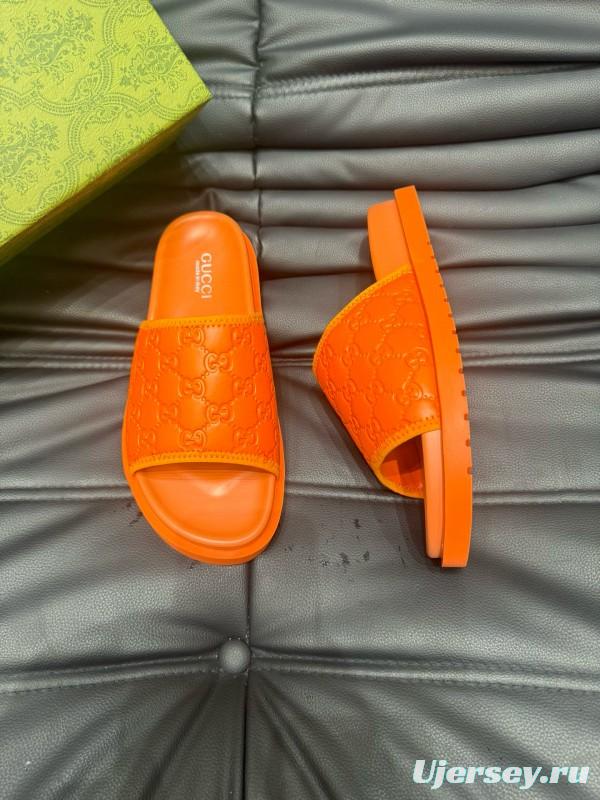 2024 Slippers Gucci Orange Rubber Slippers MJ00200