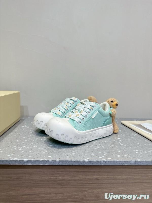 2025 Women 13DE MARZO Light Blue White Canvas Leather Casual Shoe KFY00280