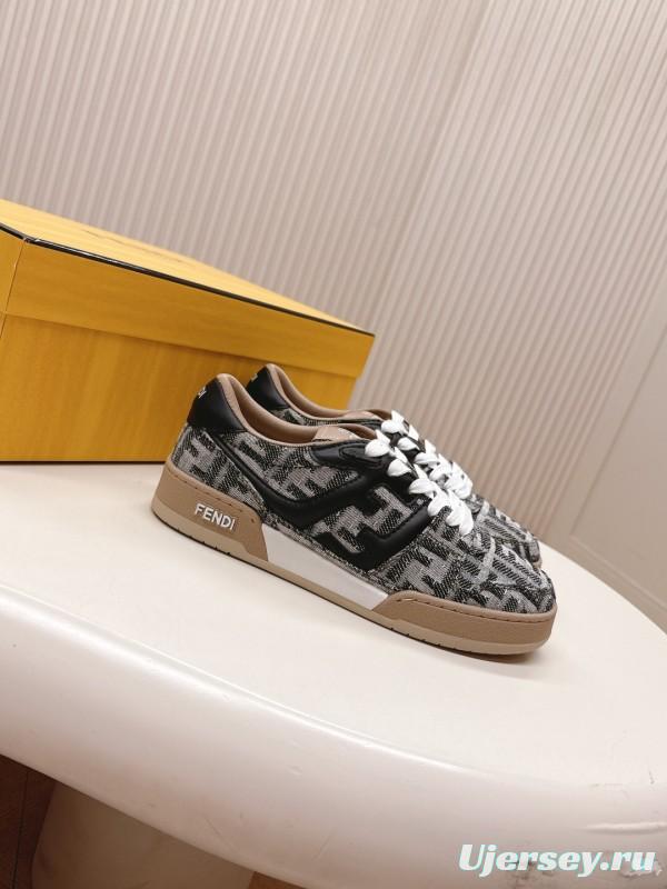 2025 Unisex Fendi Black Grey Brown Leather Fabric Plimsolls FD Match LY00350(F)/LY00360(M)