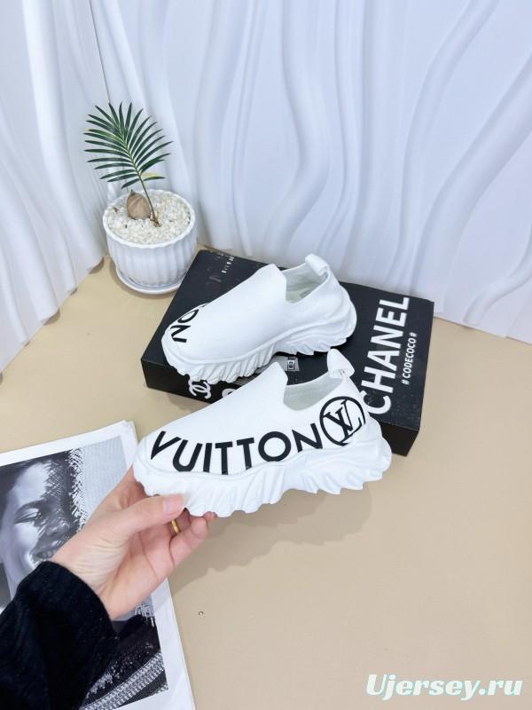 2024 Kids Louis Vuitton Pink White Black Fabric Sneakers