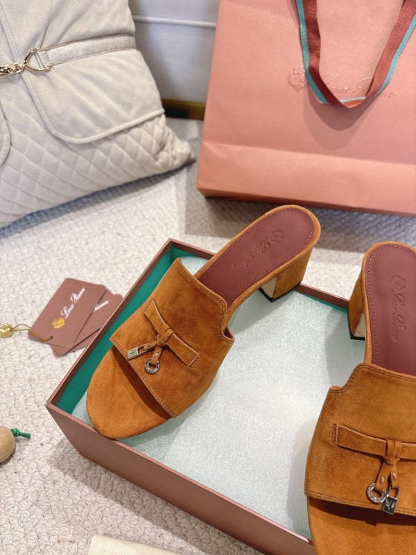 2025 Women LP Brown Suede Heeled Mules