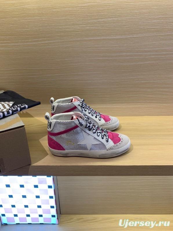 2024 Unisex GGDB White Pink Leather Suede High Top Sneakers MJ00300