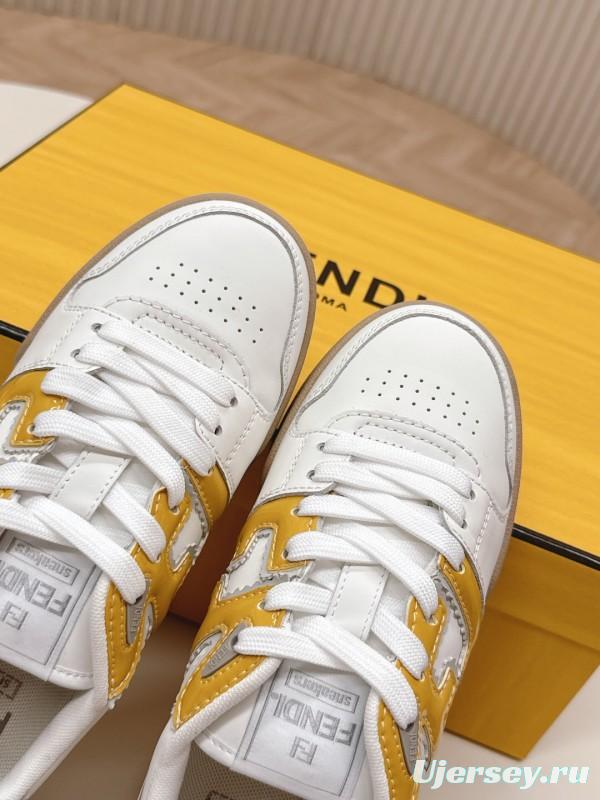 2025 Unisex Fendi White Yellow Leather Plimsolls FD Match LY00360(F)/LY00370(M)