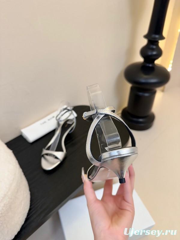 2025 Women The Row Silver Leather Sandals