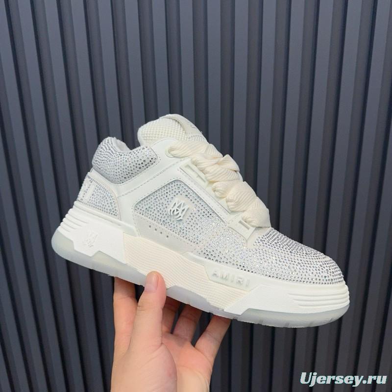 2024 Unisex Amiri White Mesh Leather Sneakers MJ00410