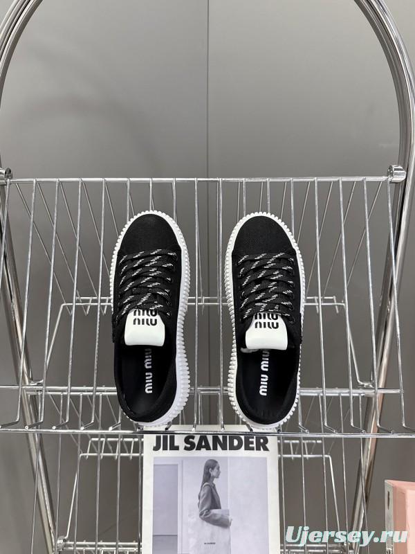 2025 Women Miu Miu Black Canvas Sneakers LY