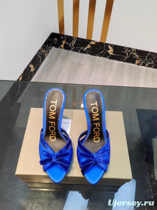 2025 Women TOM FORD Blue Velvet High Heel Mules
