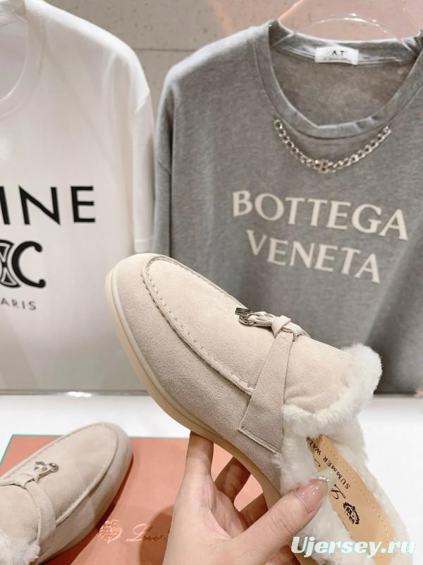 2024 Slippers LP beige suede fur lined summer walk