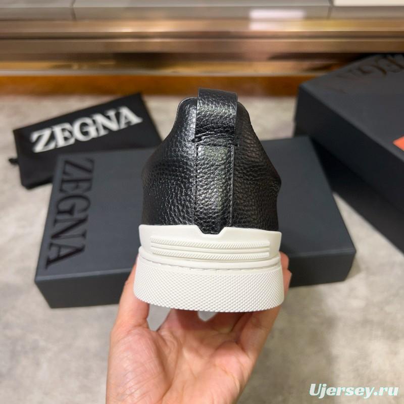 2024 Men Ermenegildo Zegna Black Brown Leather Suede Sneakers