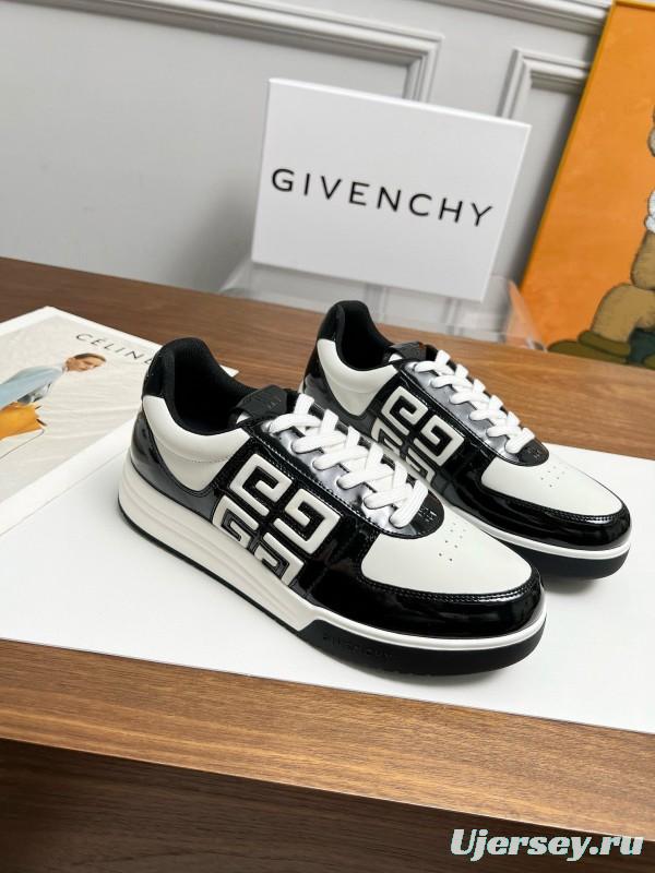 2024 Unisex Givenchy Black White Silk Calfskin Low Top Running Sneakers MJ00380