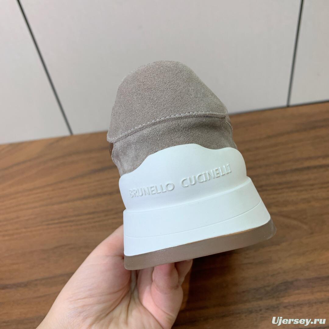 2025 Women Brunello Cucinelli Beige Brown Mesh Leather Sneakers