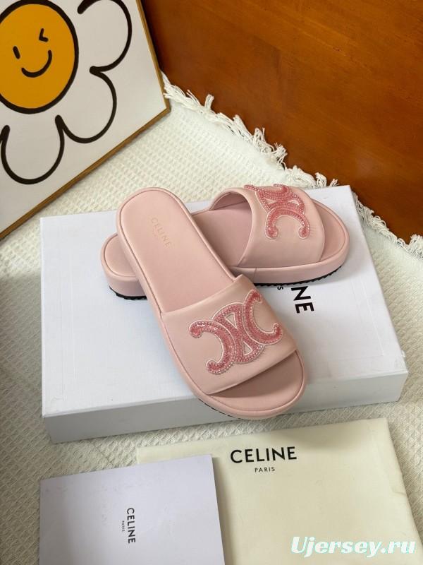 2025 CELINE Pink Leather Slippers