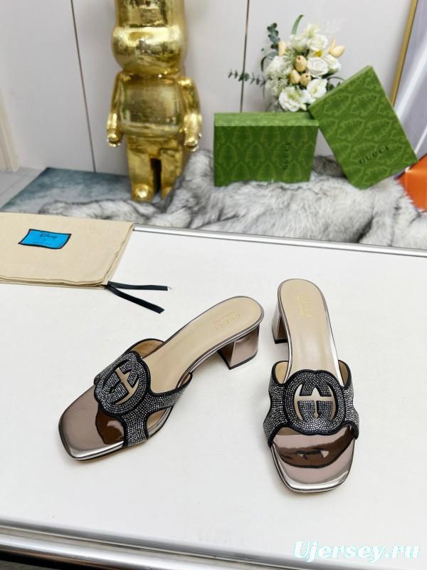 2025 Gucci Black Leather Slippers MJ00190